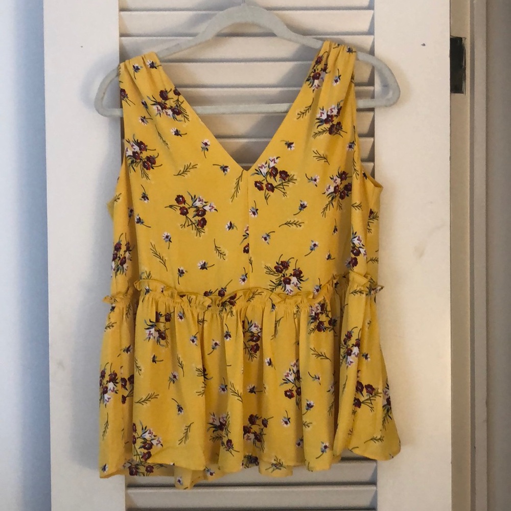 Yellow printed peplum top